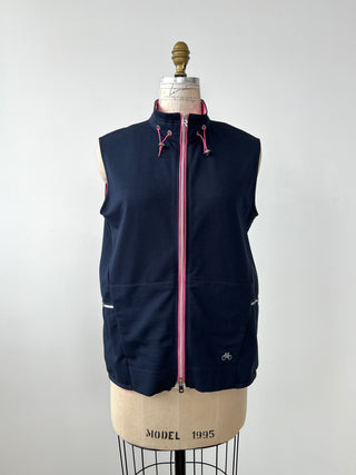 Sleeveless navy jacket with zip and pink drawstrings (10)