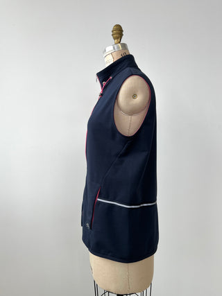 Sleeveless navy jacket with zip and pink drawstrings (10)