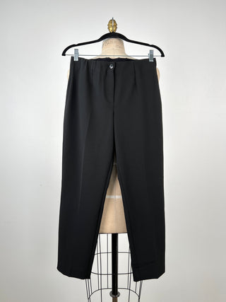 Pantalon noir à ourlets bouclés lavable (4)