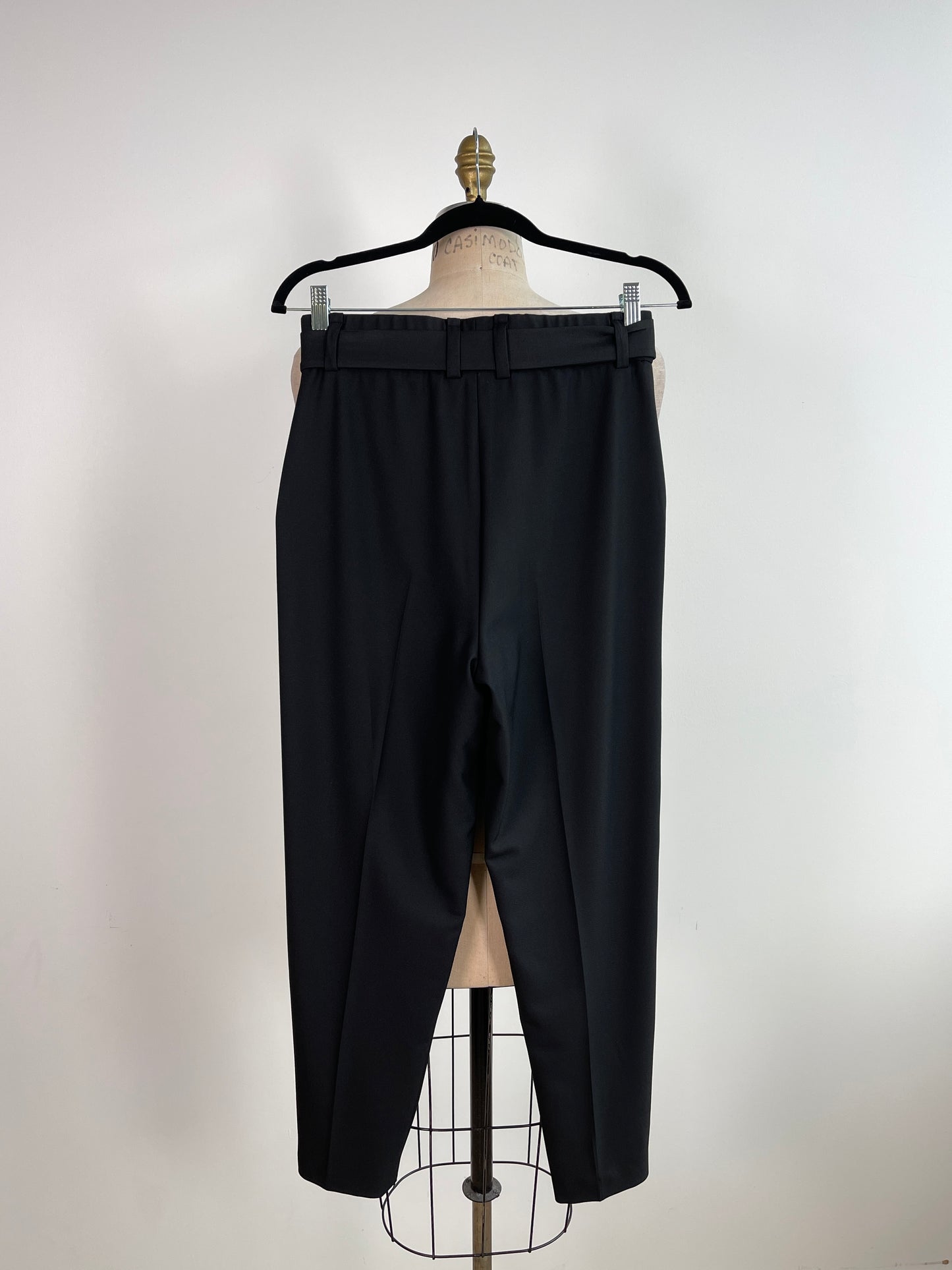 Pantalon tailleur noir à fentes lavable (6-10-14)