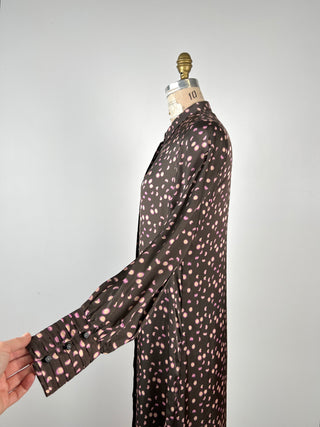 Lunar Print Bronze Satin Dress (6)