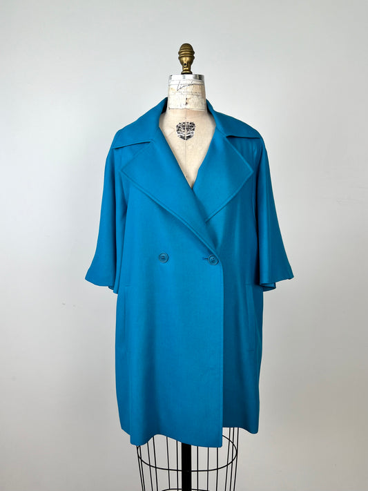 Veste oversized en sergé de viscose turquoise (6)