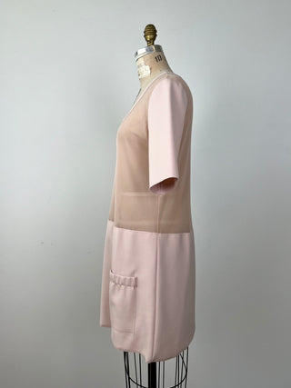 Robe balnéaire rose poudre à corps diaphane (8+10)