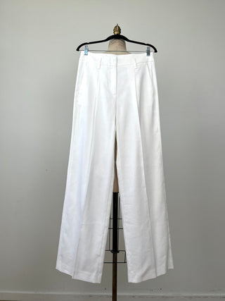 Pantalon blanc en coton et lin lavable (M)