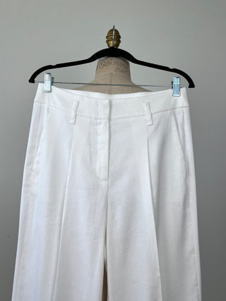 Pantalon blanc en coton et lin lavable (M)