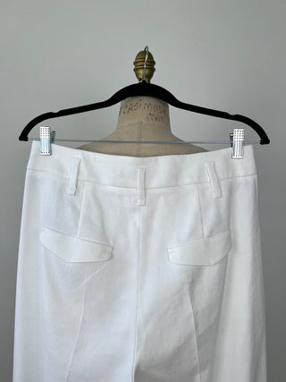 Pantalon blanc en coton et lin lavable (M)