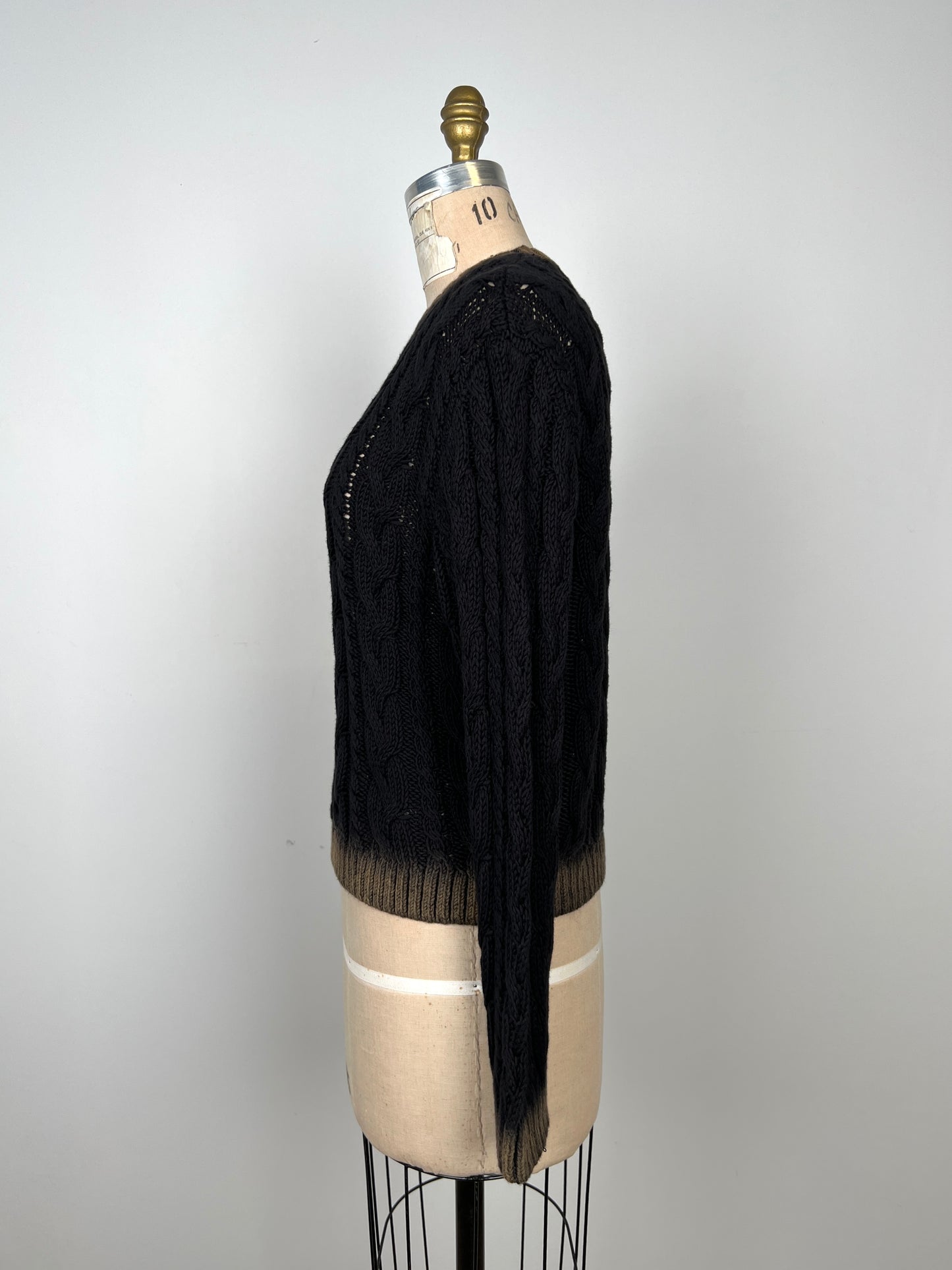 Chandail noir pur coton torsadé contrasté (4 à 12)