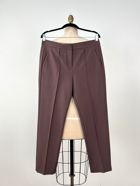 Pantalon à tenue droite brun mauve (10)