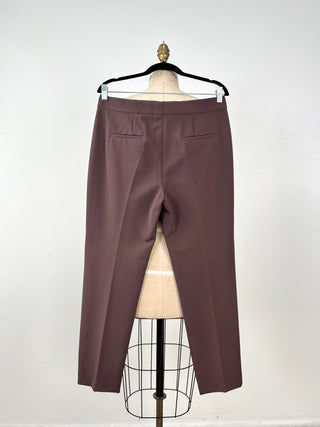 Pantalon à tenue droite brun mauve (10)