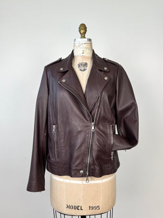 Veste perfecto en cuir choco mauve (4 et 14)