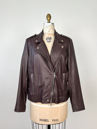 Veste perfecto en cuir choco mauve (4 et 14)