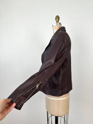 Veste perfecto en cuir choco mauve (4 et 14)