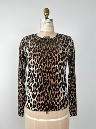 Sparkling Rhinestone Leopard Knit Sweater (6)