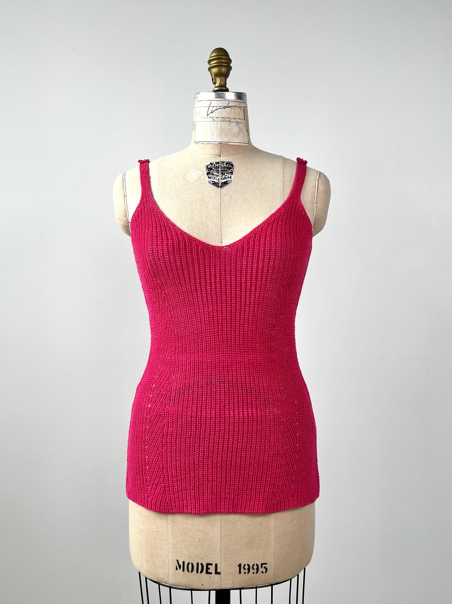 Camisole fuchsia en tricot de lin à boucles (6)
