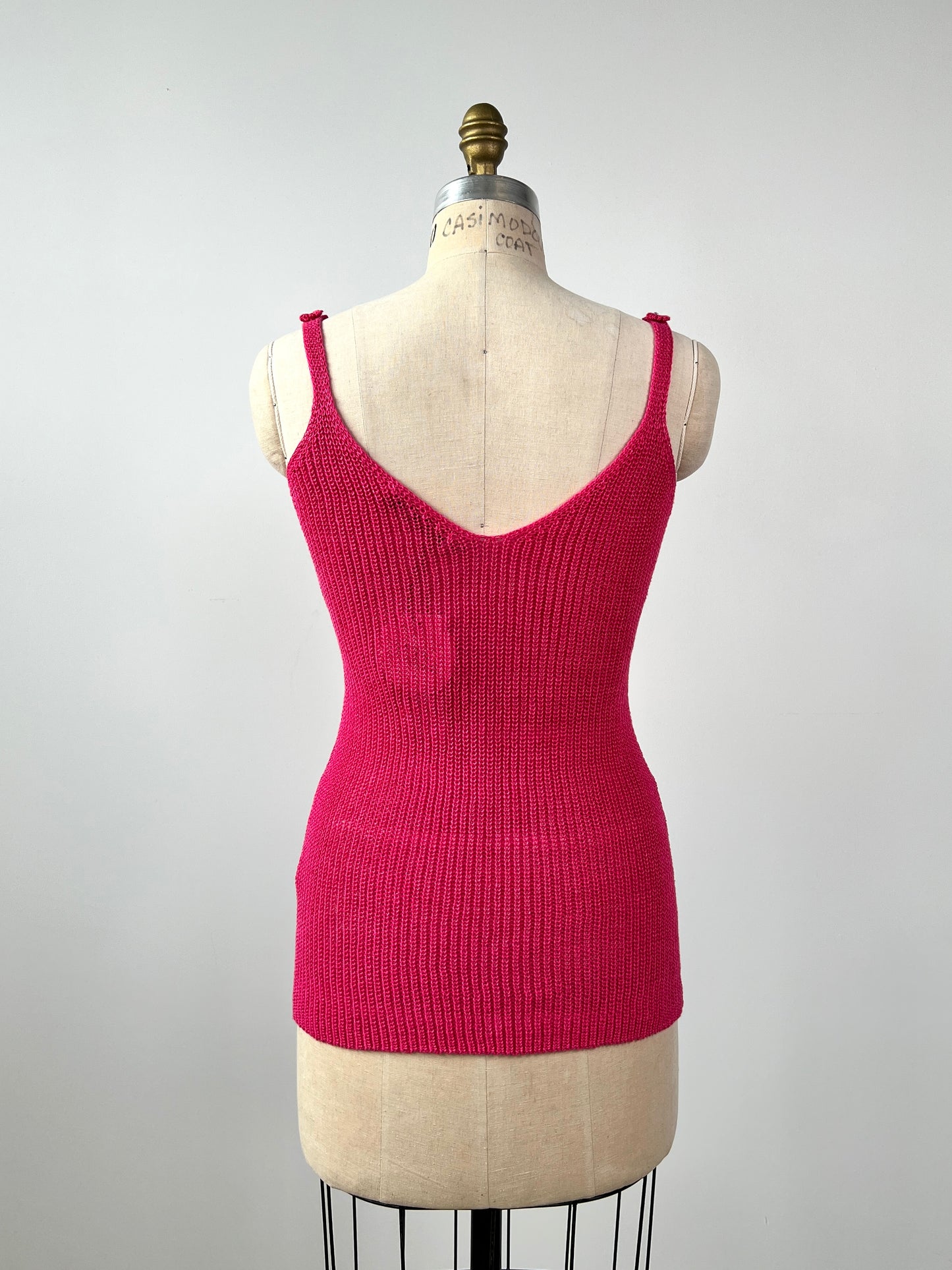 Camisole fuchsia en tricot de lin à boucles (6)