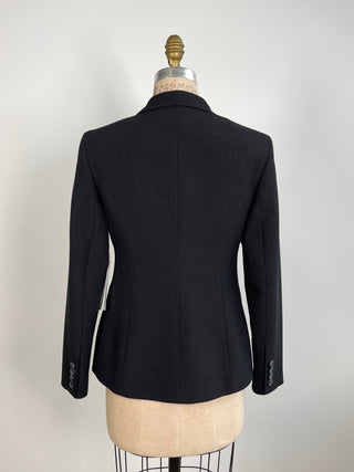 Blazer cintré noir en tissage surpiqué (4 et 6)