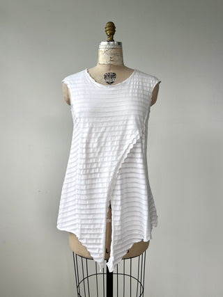 White textured striped crossover top (S)