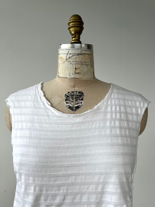 White textured striped crossover top (S)