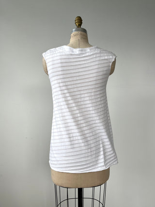 White textured striped crossover top (S)