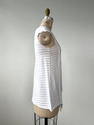 White textured striped crossover top (S)