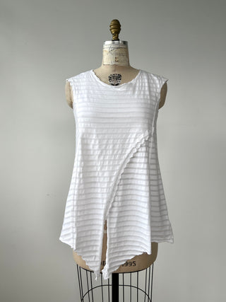 White textured striped crossover top (S)