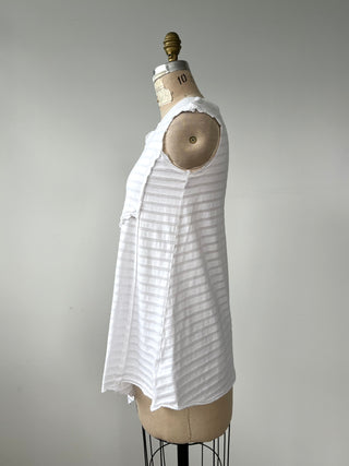 White textured striped crossover top (S)