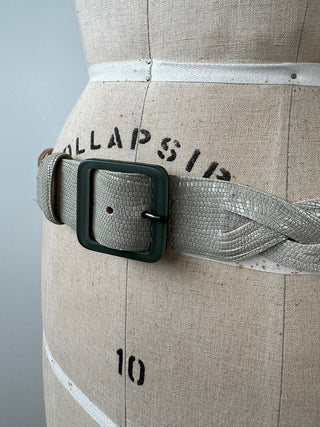 Mineral green phyton-look leather belt (8)