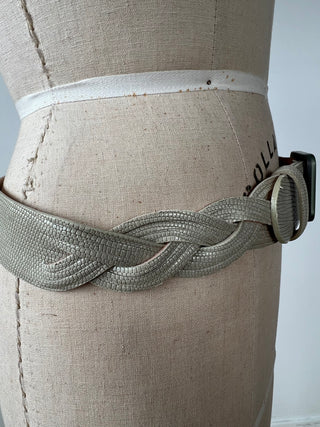 Ceinture en cuir aspect phyton vert minéral (8)