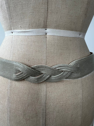 Ceinture en cuir aspect phyton vert minéral (8)