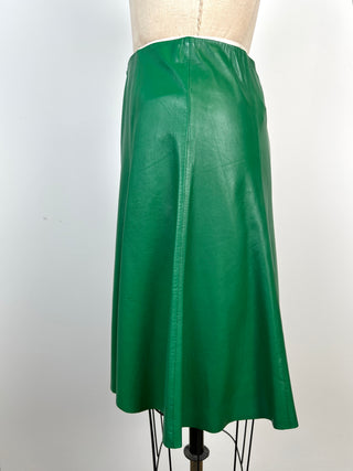 Emerald Green Leather Skater Skirt (6)