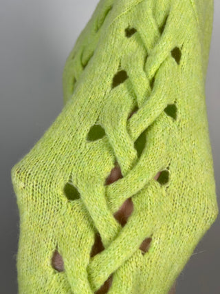 Chandail en tricot vert lime à détails tressés lavable (4 à 8)