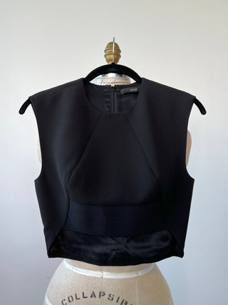 Black cropped top with elastic band insert (XXS)