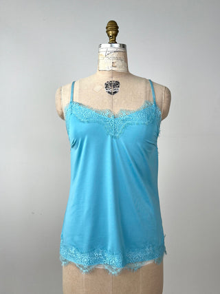 Camisole bleu aqua à dentelles assorties (S)