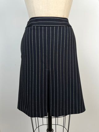 Navy straight skirt with white stripes (8)