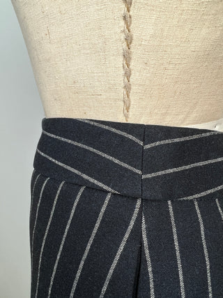 Navy straight skirt with white stripes (8)