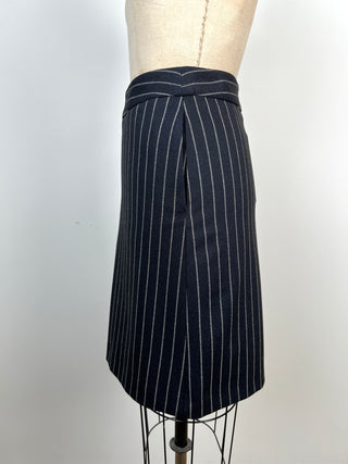 Navy straight skirt with white stripes (8)