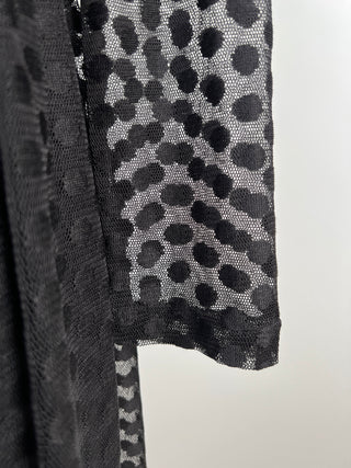 Black two-material dress with sheer polka dot detail (S)