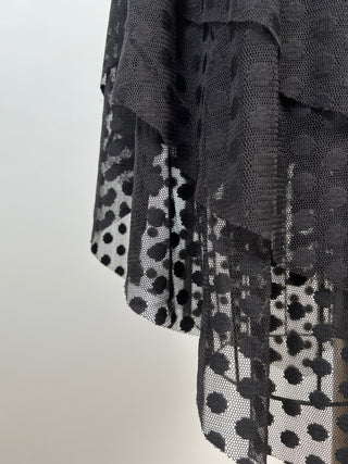 Black two-material dress with sheer polka dot detail (S)