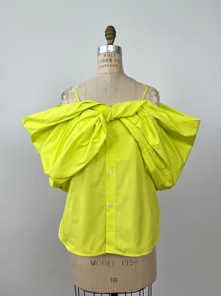 Neon lime top with buckle neckline (S)