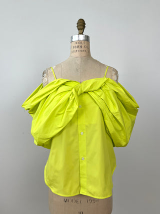 Neon lime top with buckle neckline (S)