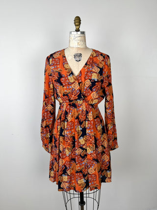 Robe cache-coeur à imprimé vintage (XS/S)