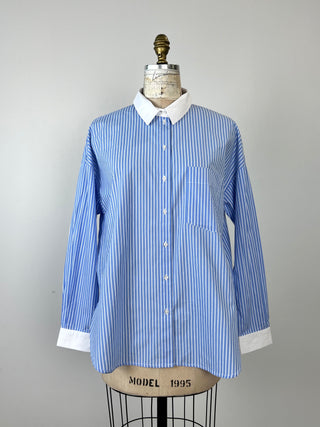 Sky blue blouse with white stripes (10 to 14)