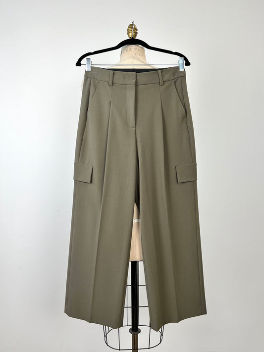 Pantalon tailleur cargo kaki (6-8-14)