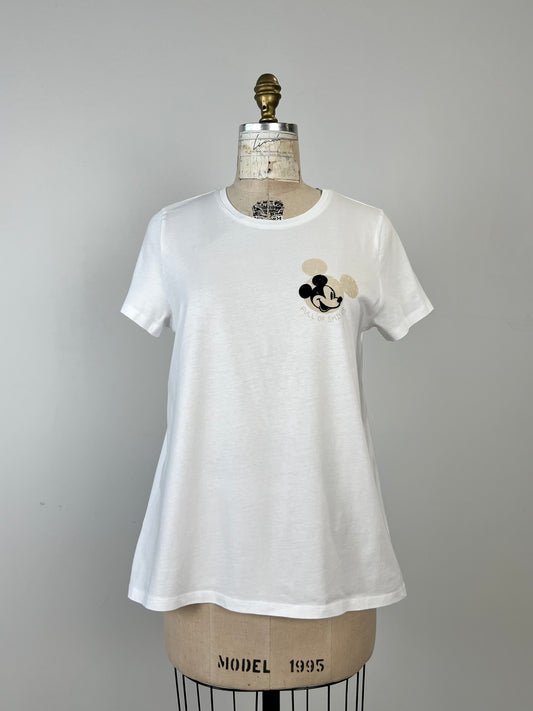 T-shirt blanc à logo Mickey (4 à 10)