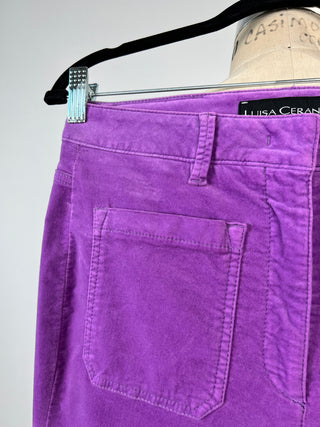 Pantalon évasé en velours mauve (4-6-12)