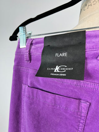 Pantalon évasé en velours mauve (4-6-12)