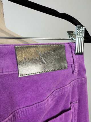 Pantalon évasé en velours mauve (4-6-12)