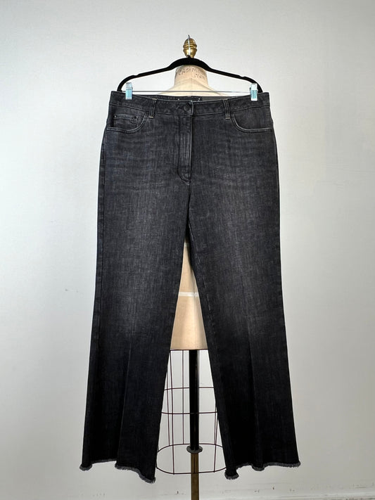 Pantalon bootcut en denim noir délavé (14)