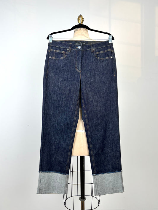 Pantalon en denim bleu à revers (8-10-14)