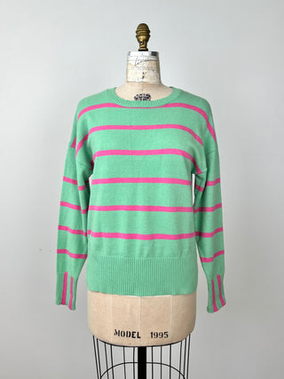 Aqua Green and Pink Striped Knit Sweater (4-12)